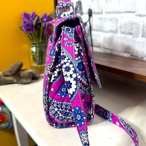 Vera Bradley Boysenberry Julia HandBag Purse 3” Handle W/ Shoulder Strap - Picture 5 of 9